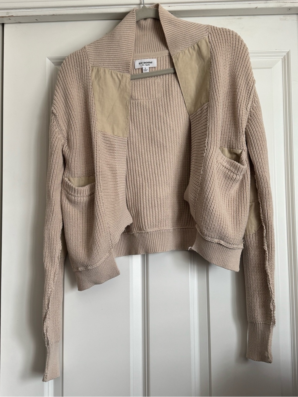 ee:some Size Small Tan Beige Cotton Open Knit Cardigan Sweater SJG10439